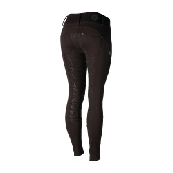 Pantalon d'équitation thermique full grip Horze Rhea enfant poches arrière Marron foncé