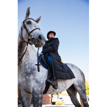 Lange gewatteerde damesjas Paloma Horze Zwart kaviaar