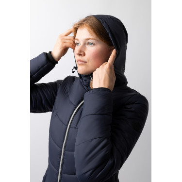 Gewatteerde paardrijjas Horze Astrid dames Polaireblauw Marineblauw