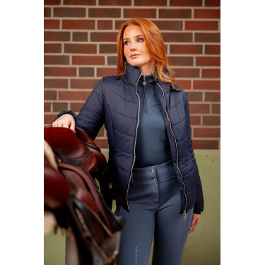Veste d'équitation matelassée Horze Astrid femme Bleu polaire Bleu marine