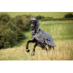 Masque de protection contre les mouches Zèbre avec protection des oreilles Covalliero Zèbre Motifs