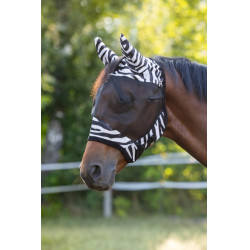 Masque de protection contre les mouches Zèbre avec protection des oreilles Covalliero Zèbre Motifs