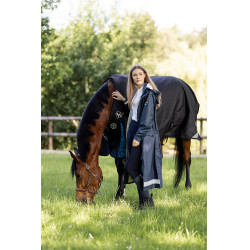 Imperméable Horze Hazel femme long à fentes Bleu marine foncé Imperméable Horze Hazel femme long à fentes Bleu marine foncé
