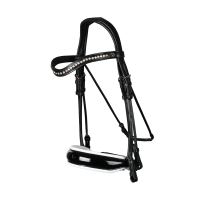 Neusriem Breed Vernis Witte Voering Dy'on dressuurcollectie rond leder Zwart Neusriem Breed Vernis Witte Voering Dy'on dressuurcollectie rond leder Zwart