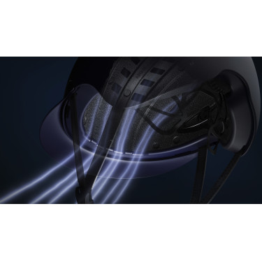 Abus Airluxe Chrome paardrijcap Bleu nuit brillant Abus Airluxe Chrome paardrijcap Bleu nuit brillant