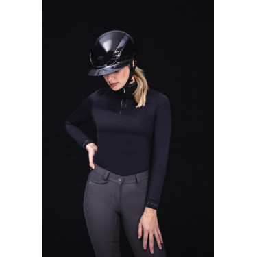 Paardrijcap Abus Airluxe Chroom L.V Glanzend zwart