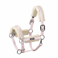 Licol Eskadron fausse fourrure Double pin Rose poudré