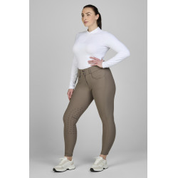Amia-broek 6805 Pikeur kniestukken grip midhoge taille dames Taupe Bruin