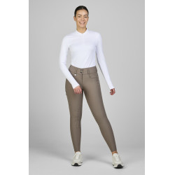 Amia-broek 6805 Pikeur kniestukken grip midhoge taille dames Taupe Bruin