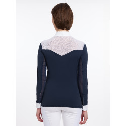Wedstrijdpolo Emily LeMieux lange mouwen Marine Marineblauw
