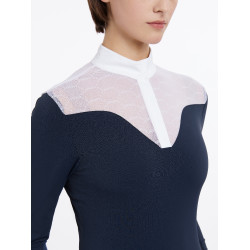 Wedstrijdpolo Emily LeMieux lange mouwen Marine Marineblauw