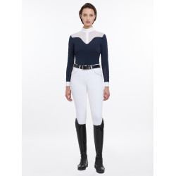 Wedstrijdpolo Emily LeMieux lange mouwen Marine Marineblauw