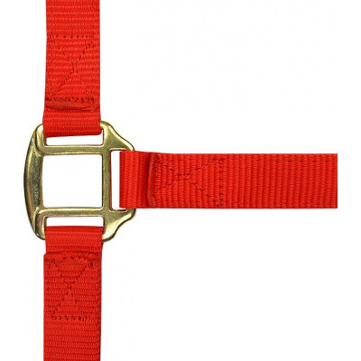 Licol nylon doublé cuir Rouge