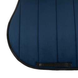 Tapis de selle obstacle en velours et tissu technique Equestro Marine / noir Bleu