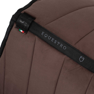 Tapis de selle obstacle en velours et tissu technique Equestro Marron / noir Tapis de selle obstacle en velours et tissu technique Equestro Marron / noir