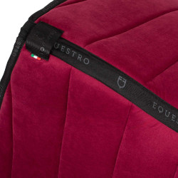 Tapis de selle obstacle en velours et tissu technique Equestro Vin / noir Rouge