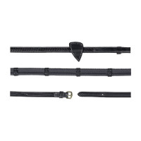 Rubberen teugels 1/2" met 7 stops en gevlochten afwerking D Collection Dy'on Zwart Rubberen teugels 1/2" met 7 stops en gevlochten afwerking D Collection Dy'on Zwart