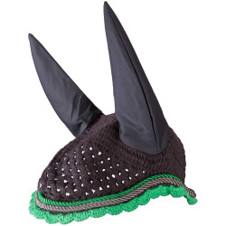 Bonnet anti-mouches Imperial Riding Italy de Luxe Gris / vert néon Bonnet anti-mouches Imperial Riding Italy de Luxe Gris / vert néon