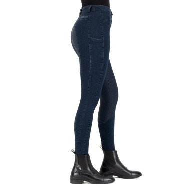 Pantalon d'équitation Euro-Star Arista Denim FullGrip Marine Bleu marine