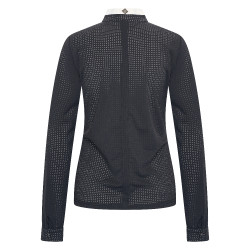 Wedstrijdpoloshirt mesh Imperial Riding Grandprix lange mouwen dames Zwart
