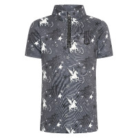 Polo manches courtes Imperial Riding Olivia AOP enfant Charbon de bois Gris