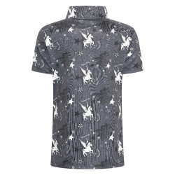 Polo manches courtes Imperial Riding Olivia AOP enfant Charbon de bois Gris