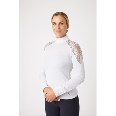 Wedstrijdpolo met lange mouwen van kant Sylvie Horze Wedstrijdpolo met lange mouwen van kant Sylvie Horze