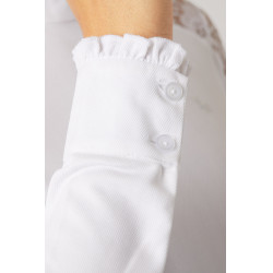 Polo de concours en dentelle à manches longues Sylvie Horze Blanc