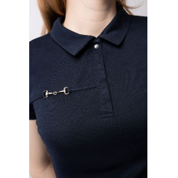 Functioneel poloshirt met korte mouwen Denise dames Horze Donker marineblauw