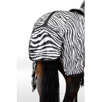 Vliegendeken Horze Defender met franjes Zebra Motieven Vliegendeken Horze Defender met franjes Zebra Motieven