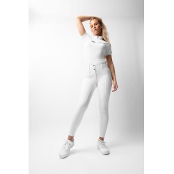 Pantalon Horze Grand Prix III Show fond intégral femme Blanc brillant