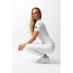 Pantalon Horze Grand Prix III Show fond intégral femme Blanc brillant