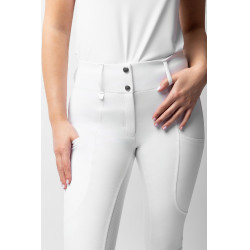 Pantalon Horze Grand Prix III Show fond intégral femme Blanc brillant