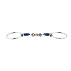 Mors Blue Steel Jump'In double brisure avec anneaux en cuivre