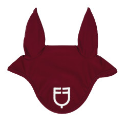 Bonnet anti-mouches en tissu technique avec logo Equestro Vin / blanc Rouge