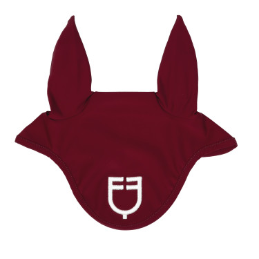 Bonnet anti-mouches en tissu technique avec logo Equestro Vin / blanc Rouge