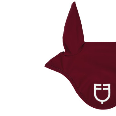 Bonnet anti-mouches en tissu technique avec logo Equestro Vin / blanc Rouge