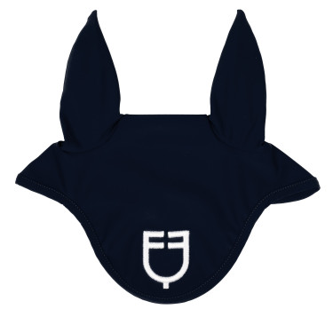 Bonnet anti-mouches en tissu technique avec logo Equestro Marine / blanc Bleu