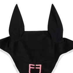 Bonnet anti-mouches en tissu technique avec logo multicolore Equestro Noir / blanc / ballerine