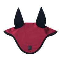 Bonnet anti-mouches en velours et tissu technique Equestro Vin / noir Rouge