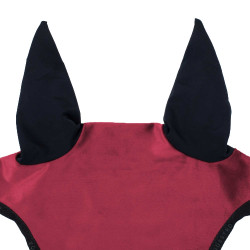 Bonnet anti-mouches en velours et tissu technique Equestro Vin / noir Rouge