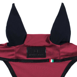 Bonnet anti-mouches en velours et tissu technique Equestro Vin / noir Rouge