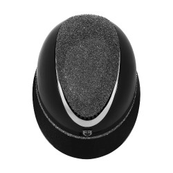 Casque Luxe avec large visière et strass homologué EN 1384-2023 Equestro Noir / argent Casque Luxe avec large visière et strass homologué EN 1384-2023 Equestro Noir / argent