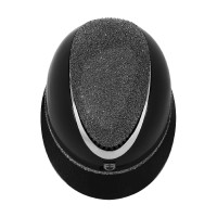 Luxe helm met brede klep en strass goedgekeurd volgens EN 1384-2023 Equestro Zwart / zilver