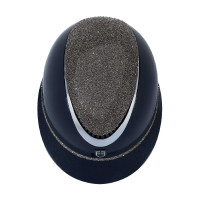 Luxe helm met brede klep en strass goedgekeurd volgens EN 1384-2023 Equestro Marine / zilver Blauw Luxe helm met brede klep en strass goedgekeurd volgens EN 1384-2023 Equestro Marine / zilver Blauw