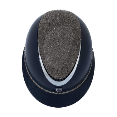 Luxe helm met brede klep en strass goedgekeurd volgens EN 1384-2023 Equestro Luxe helm met brede klep en strass goedgekeurd volgens EN 1384-2023 Equestro
