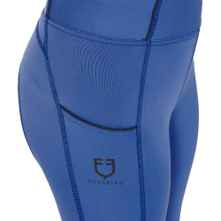 Legging fille cintré avec grip et logo Equestro Bleu sodalite