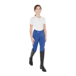 Legging fille cintré avec grip et logo Equestro Bleu sodalite