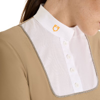 Wedstrijdpolo Dames Lange Mouwen met Mesh Inzetstukken Equestro Beige Wedstrijdpolo Dames Lange Mouwen met Mesh Inzetstukken Equestro Beige