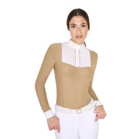 Polo de concours Femme Manches Longues avec Plis en Coton Equestro